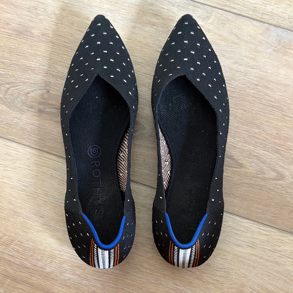 Rothy's Black Flats with Multicolor Accents